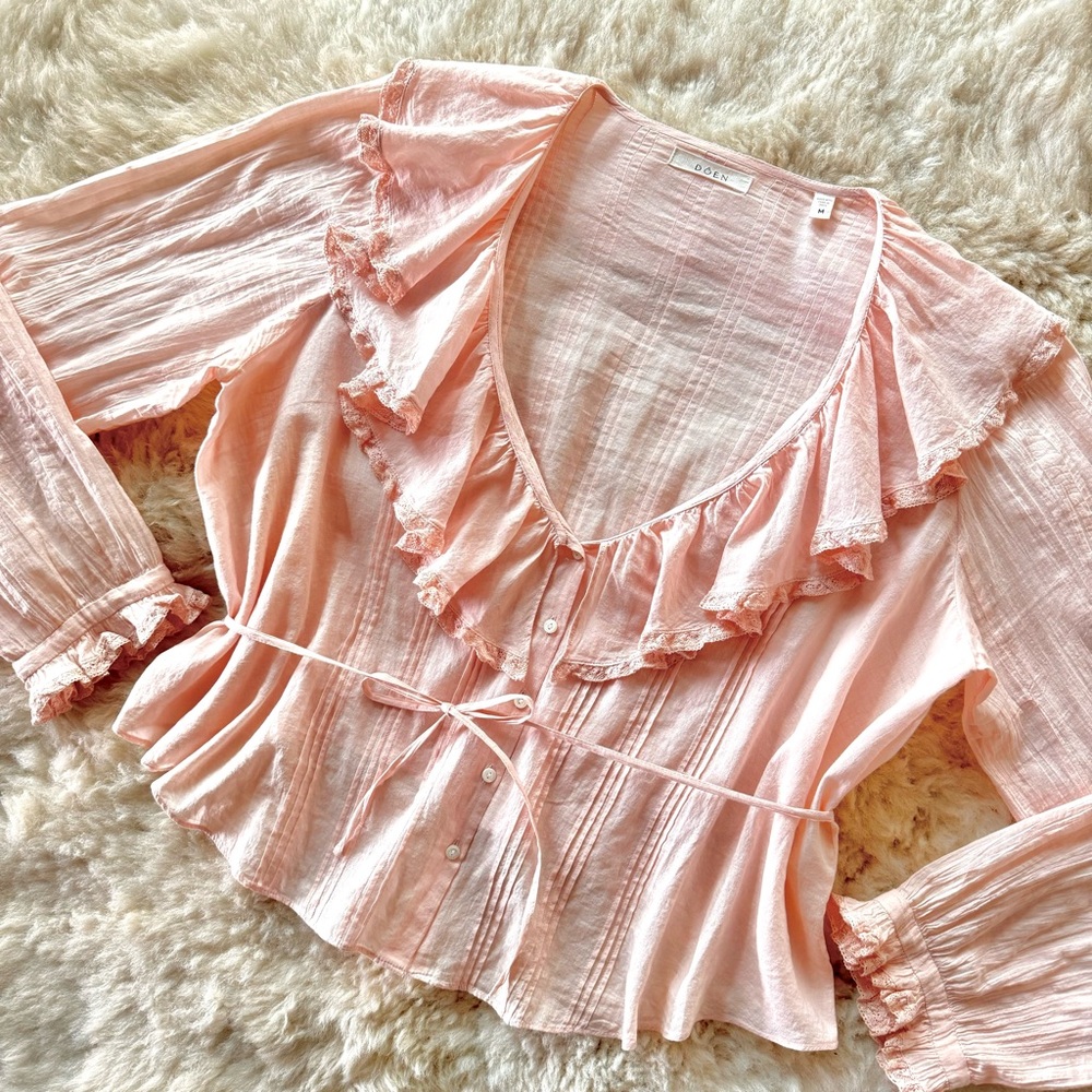 ✨💋SOLD💋 🩰DÔEN ‘Lucille’ Cotton Blouse Top SunDried Rose Pink M✨
